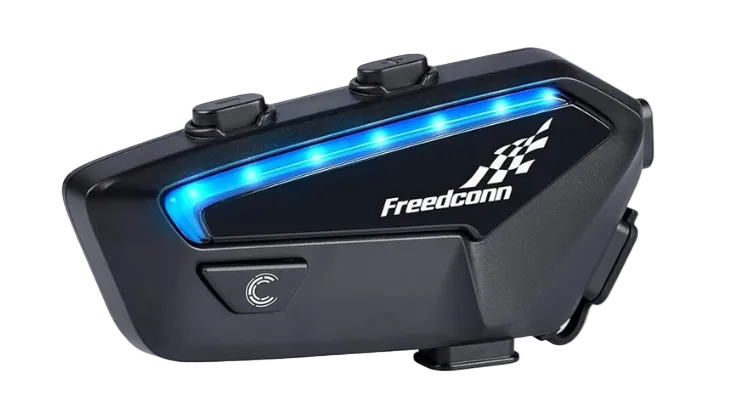 Motorcycle helmet intercom with accessories on a white background