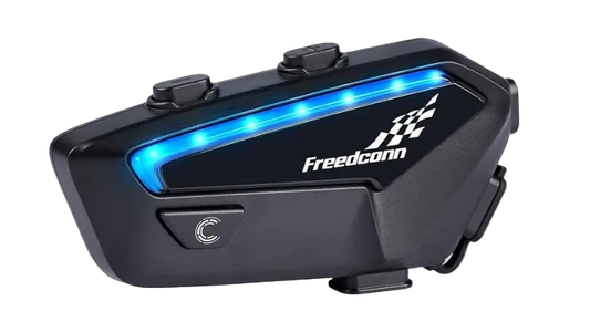 Motorcycle helmet intercom with accessories on a white background