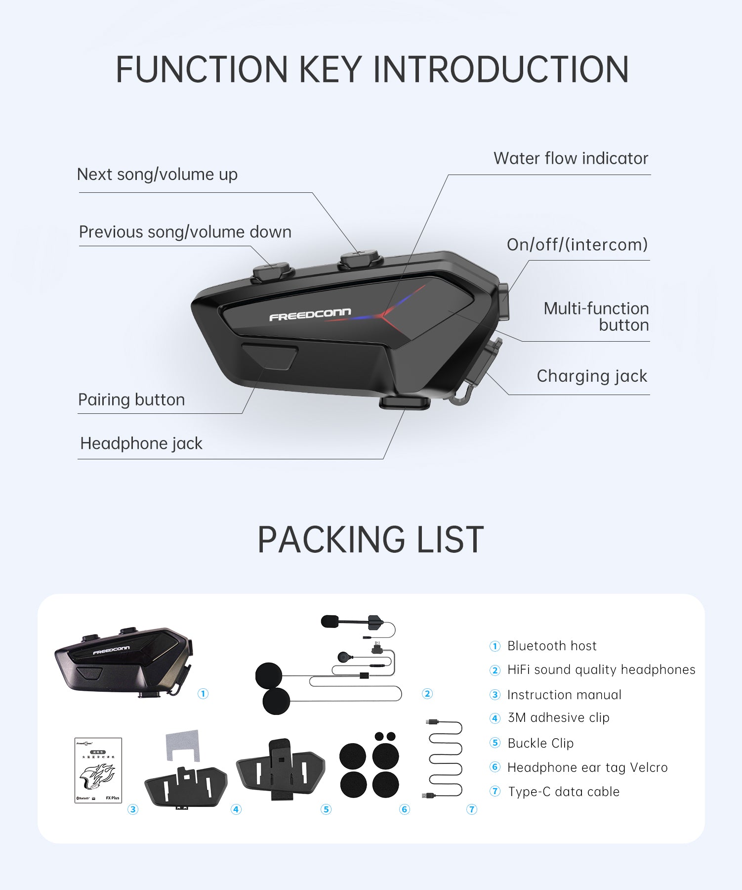FreedConn FX Plus mesh intercom for group riding